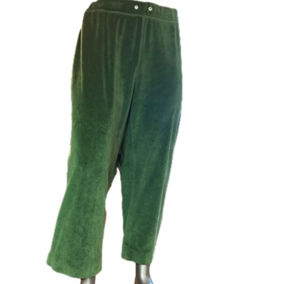 3X 1.State green velour pull on elastic waist lounge jogger pants with pockets - Picture 5 of 14